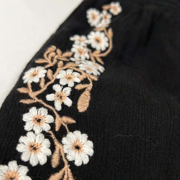 Anthropology Chloe Oliver Daisy Shorts Black with Floral Embroidery - Picture 3 of 8